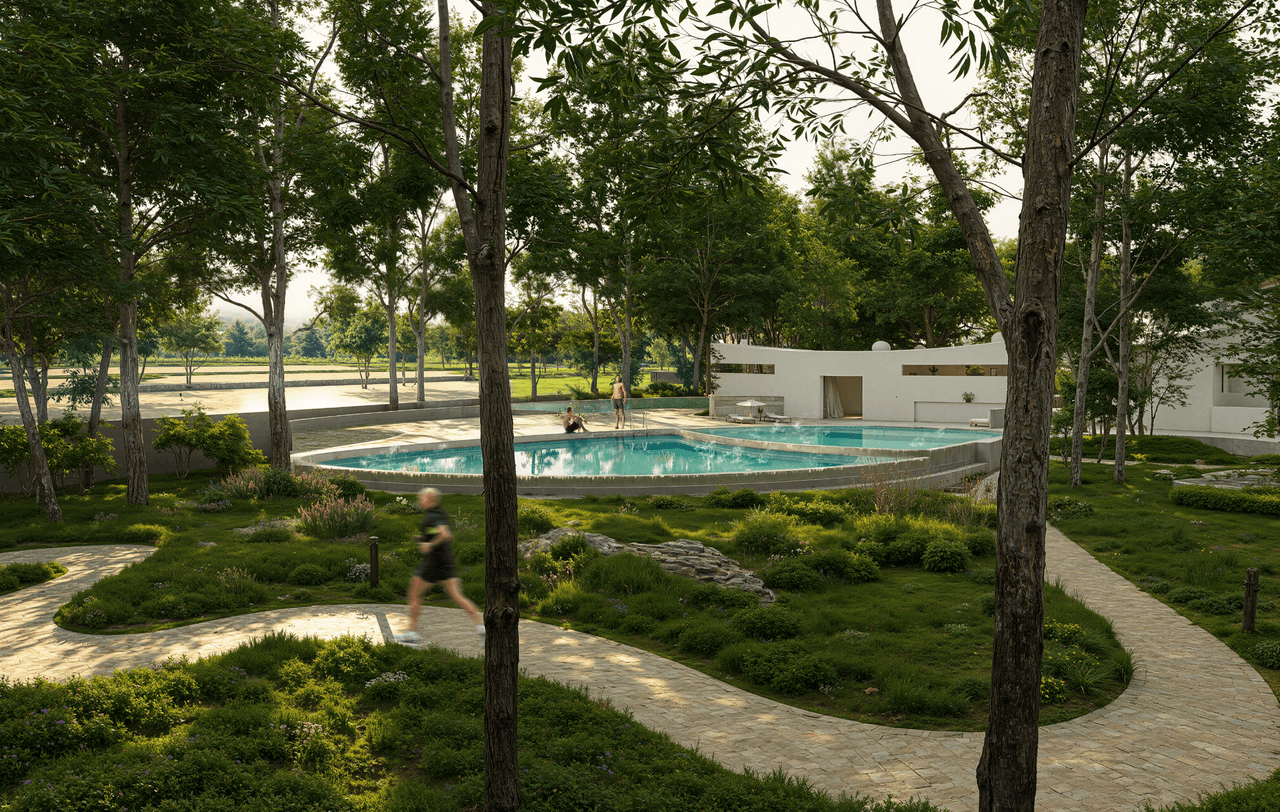 A seamless blend of leisure and nature offering scenic views and tranquil walkways.