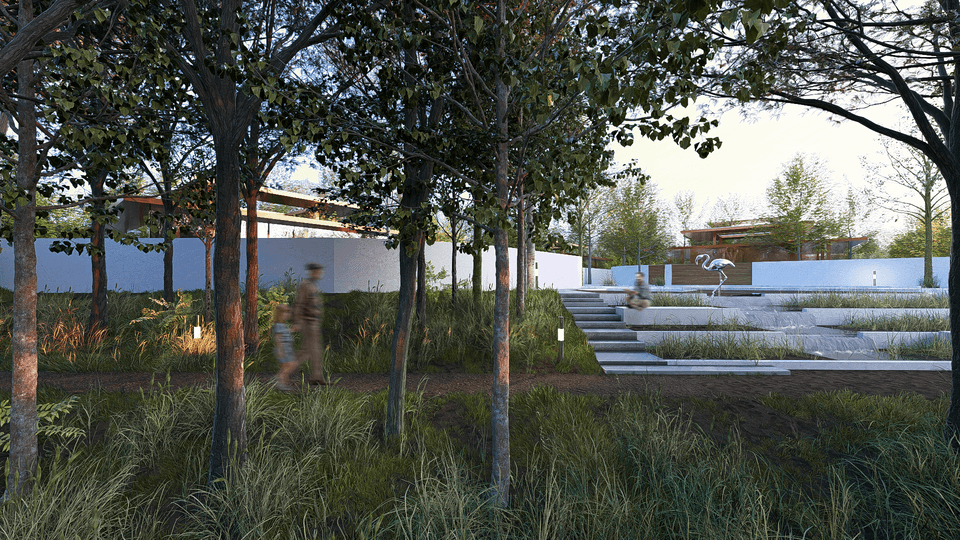 Pathways through the private forest at Blueprint Shirdi